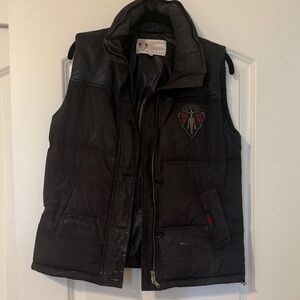 Gucci Black Quilted Sleeveless Puffer Vest with Crest Patch